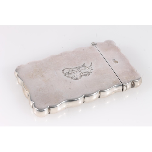 63 - Antique George V silver card case of rectangular form having serpentine edge, by Joseph Gloster Ltd,... 