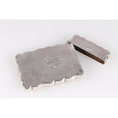 63 - Antique George V silver card case of rectangular form having serpentine edge, by Joseph Gloster Ltd,... 