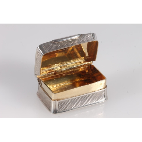 85 - George V silver snuff or pill box of rectangular form with concave sides, decorated all over with en... 