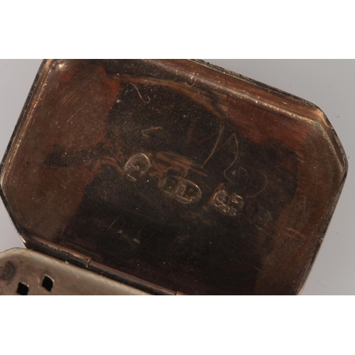 97 - Antique Georgian silver vinaigrette of curved rectangular shape with canted corners, decorated with ... 