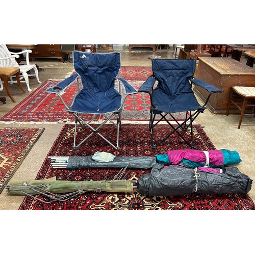 620 - Camping equipment to include five-man tent & chairs