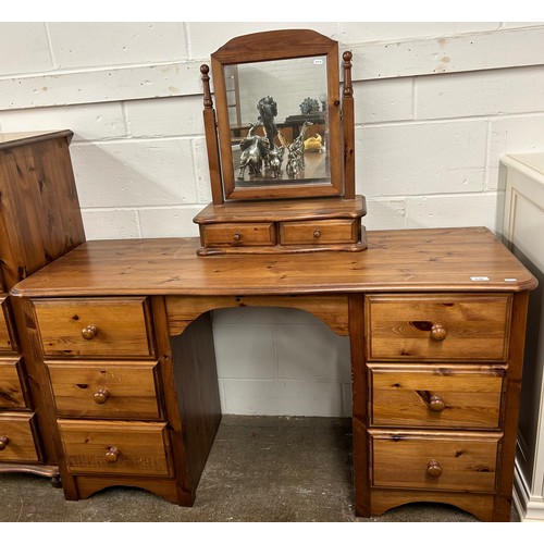 634 - Pine dressing table with five-drawer chest