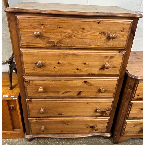 634 - Pine dressing table with five-drawer chest