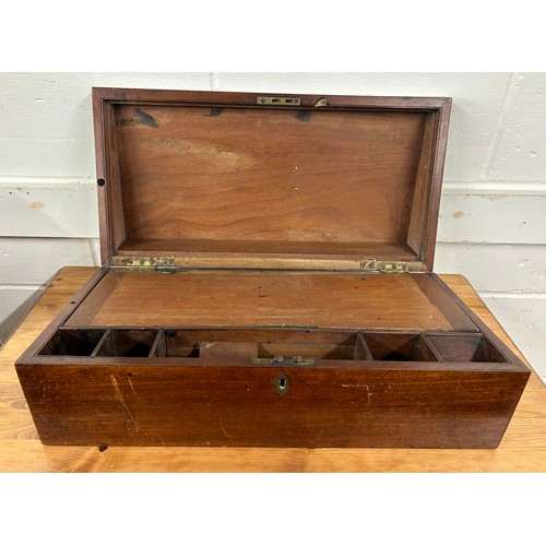 637 - Mahogany brass bound stationery box