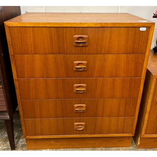 642 - Mid-century teak five-drawer chest, 70cm high