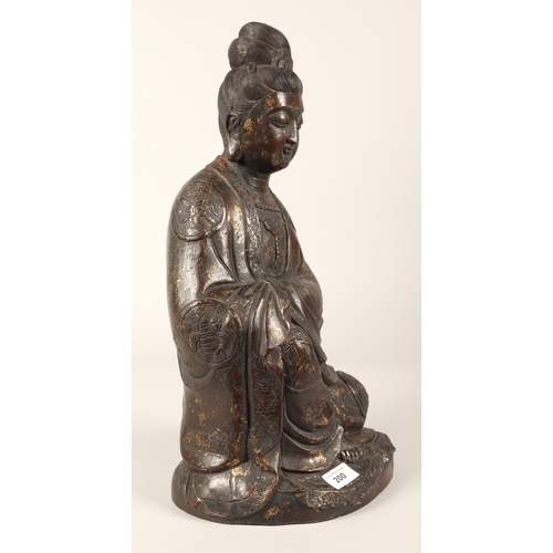 200 - Oriental bronzed Buddha statue with a lacquer tray and display stand