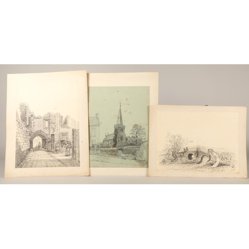 629 - E. L. Bowman, Large quantity of pencil sketches, some dated 19th Century