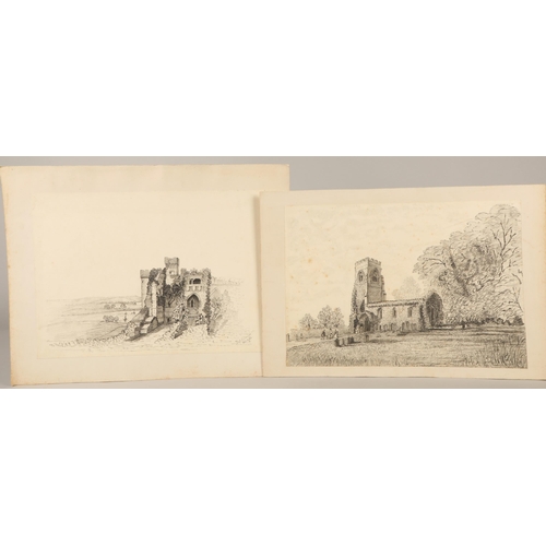 629 - E. L. Bowman, Large quantity of pencil sketches, some dated 19th Century