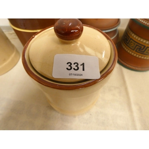 331 - Five vintage storage jars to include terracotta.