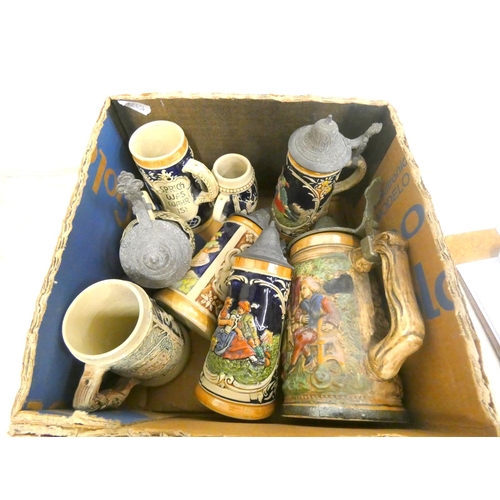 339 - Collection of various vintage German beer steins.