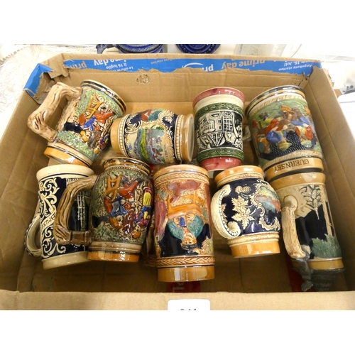 341 - Collection of German beer steins.