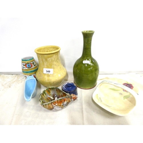 349 - Studio Pottery to include Wetheriggs bottle vase etc.