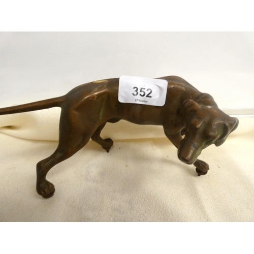 352 - Antique, unsigned bronze hound figure.H.10cm