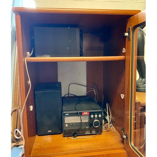 498 - Reproduction music cabinet containing JVC DAB radio CD player and speakers