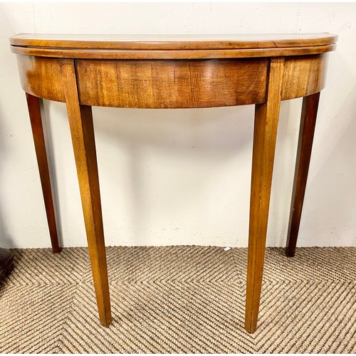 519 - 19th century mahogany demi-lune tea table.