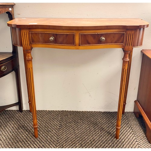 513 - Yew hall table with fitted frieze drawer.