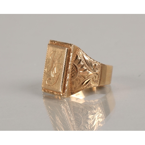 101 - 14K 585 Israeli gold signet ring, ring size W, 7.8g