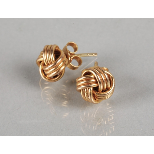 108 - 9ct gold stud knot earrings, 1.49g