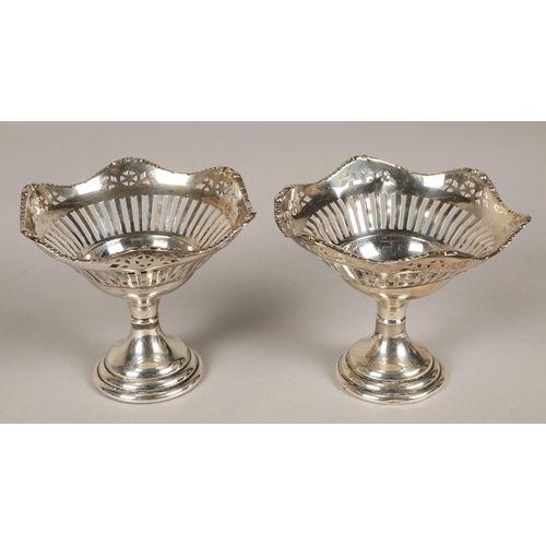 203 - Pair sweetmeat dishes, Birmingham 1912, each approx. 9cm h, weighted base