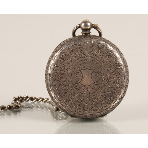 54 - 935 silver ladies pocket watch with bear marks