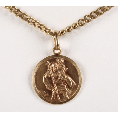 66 - 9ct gold St Christopher pendant on 9ct gold chain, 26.3g