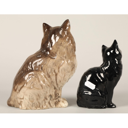 29 - Beswick cat figure No 18672 20cm and another smaller No1030.