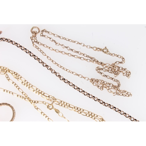 124 - 9ct gold jewellery including two chains, locket on chain, ID bracelet, paste set eternity ring, cros... 