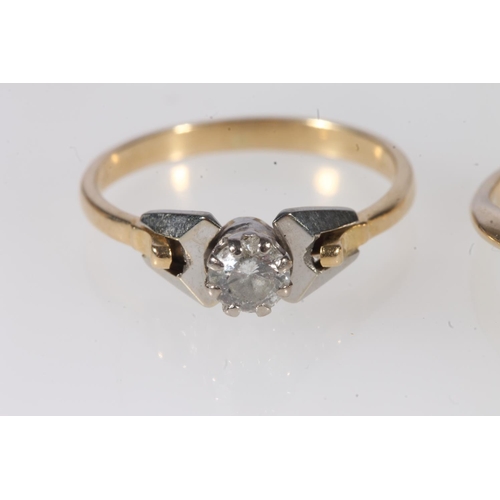 150 - Unmarked yellow gold diamond solitaire ring, the diamond approximately 0.25cts, ring size M, 2.5g, a... 