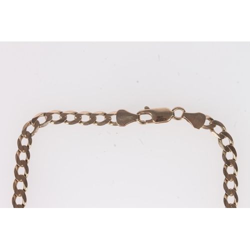 163 - 9ct gold flattened faceted curb link neck chain, the clasp hallmarked, 45cm long, 14.4g.