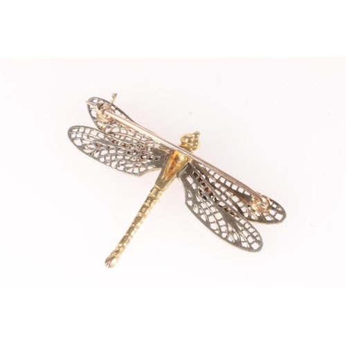 165 - 9ct gold brooch in the form of a dragonfly, two small rubies set to the eyes, maker's mark 'A&W'... 