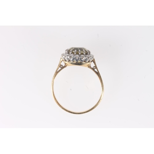 172 - 18ct yellow gold chrysoberyl and diamond dress ring, ring size N, 4g gross.