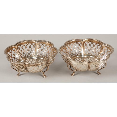 213 - Pair silver baskets on feet, Birmingham 1926, 124g