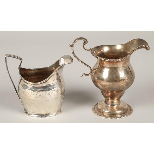 222 - Two silver jugs, George III London 1805 and 1766, gross weight 181g