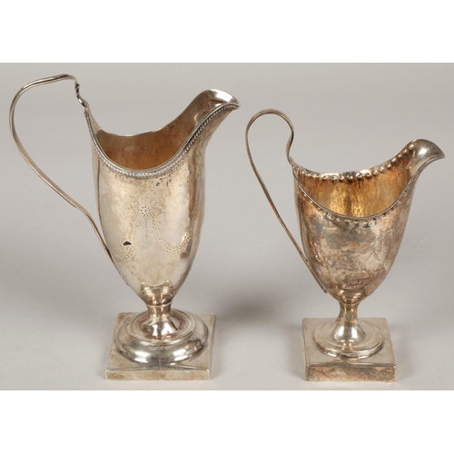 223 - Two silver jugs George III London 1790 and partly illegible possibly 1785, gross weight 171g