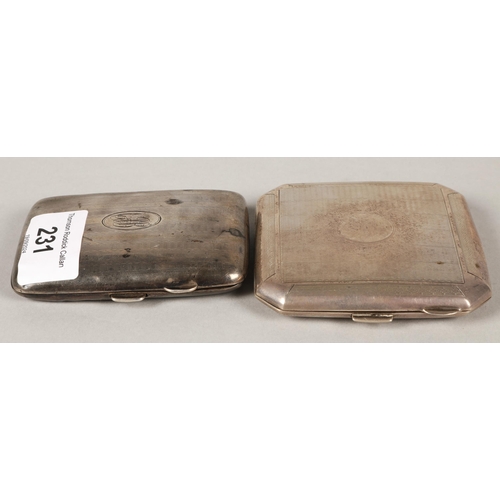 231 - Two silver cigarette cases, 146g