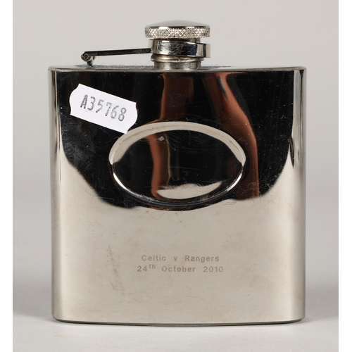 236 - Stainless steel hip flask 'Celtic V Rangers 24th October 2010'