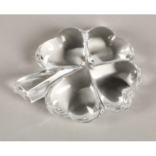 240 - Baccarat crystal, four leaf clover paperweight and heart paperweight