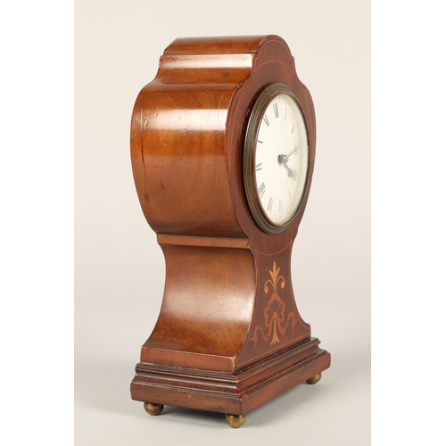 261 - Edwardian balloon top inlaid mahogany Mantle Clock.