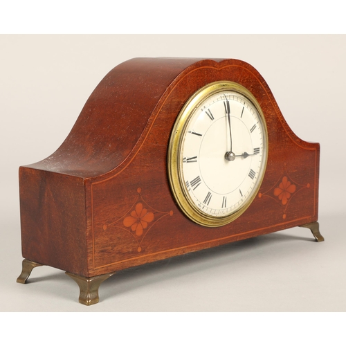 262 - Edwardian inlaid mahogany mantle clock