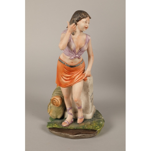 268 - Capodimonte figure of a female by a mile post and another similar of a mother and two putti (2)