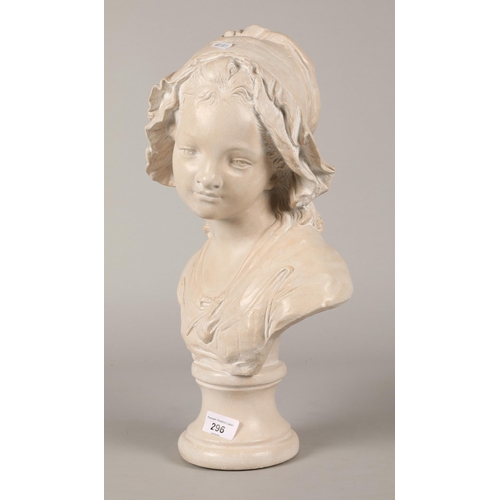 296 - Bust of girl, approx. 47cm high