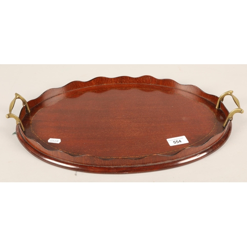 554 - Inlaid twin-handled serving tray 