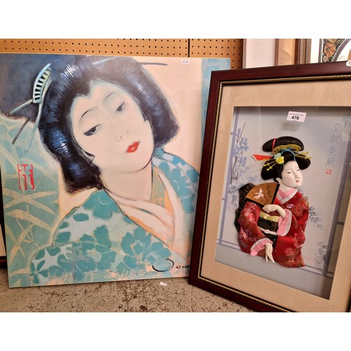 476 - Two pictures depicting Geisha ladies