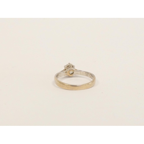 46 - Diamond solitaire ring with old cut brilliant, cleavage chip in 18ct gold. Size 'J', 2.6g