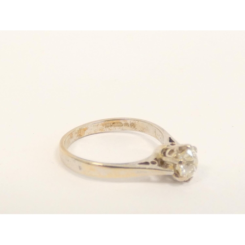 46 - Diamond solitaire ring with old cut brilliant, cleavage chip in 18ct gold. Size 'J', 2.6g