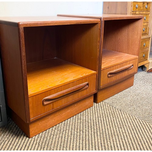 489 - Pair of G plan bedside tables with fitted single drawers.