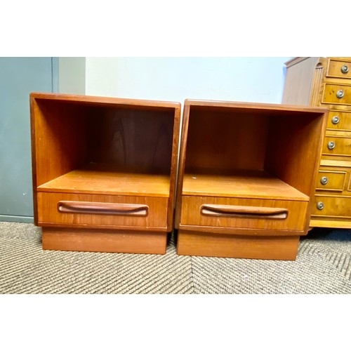 489 - Pair of G plan bedside tables with fitted single drawers.