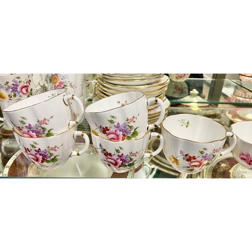 251 - Royal Crown Derby floral decorated composite tea / coffee service.