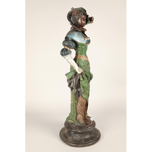 46 - Painted cast spelter statue of a woman