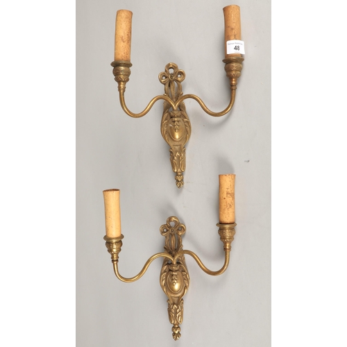 48 - Pair brass wall sconces